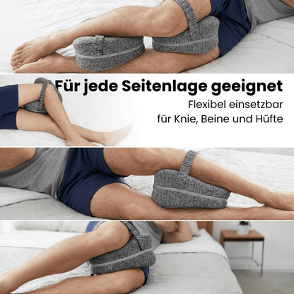 Drei Anwendungen des KneeFit für Knie, Beine und Hüfte in Seitenlage